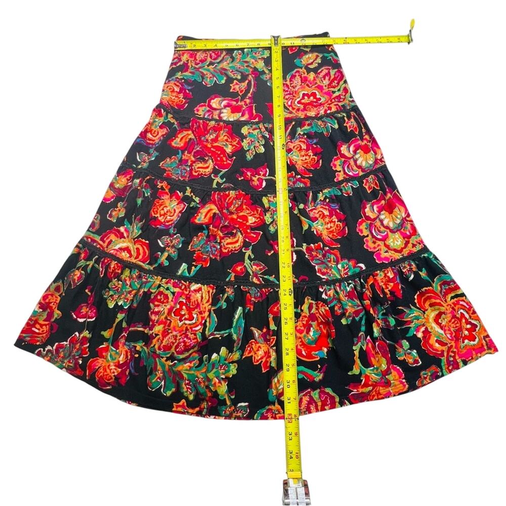 Ralph Lauren LRL Maxi Skirt PM Petite Medium Tiered Crochet Lace Floral Peasant - Picture 5 of 7